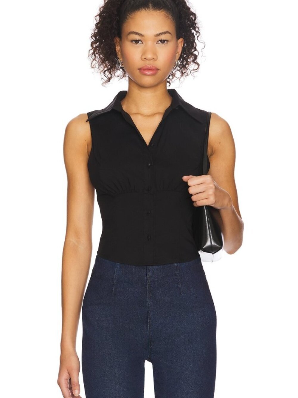 ALL THE WAYS Pattie Button Up Top - Black - Size XS